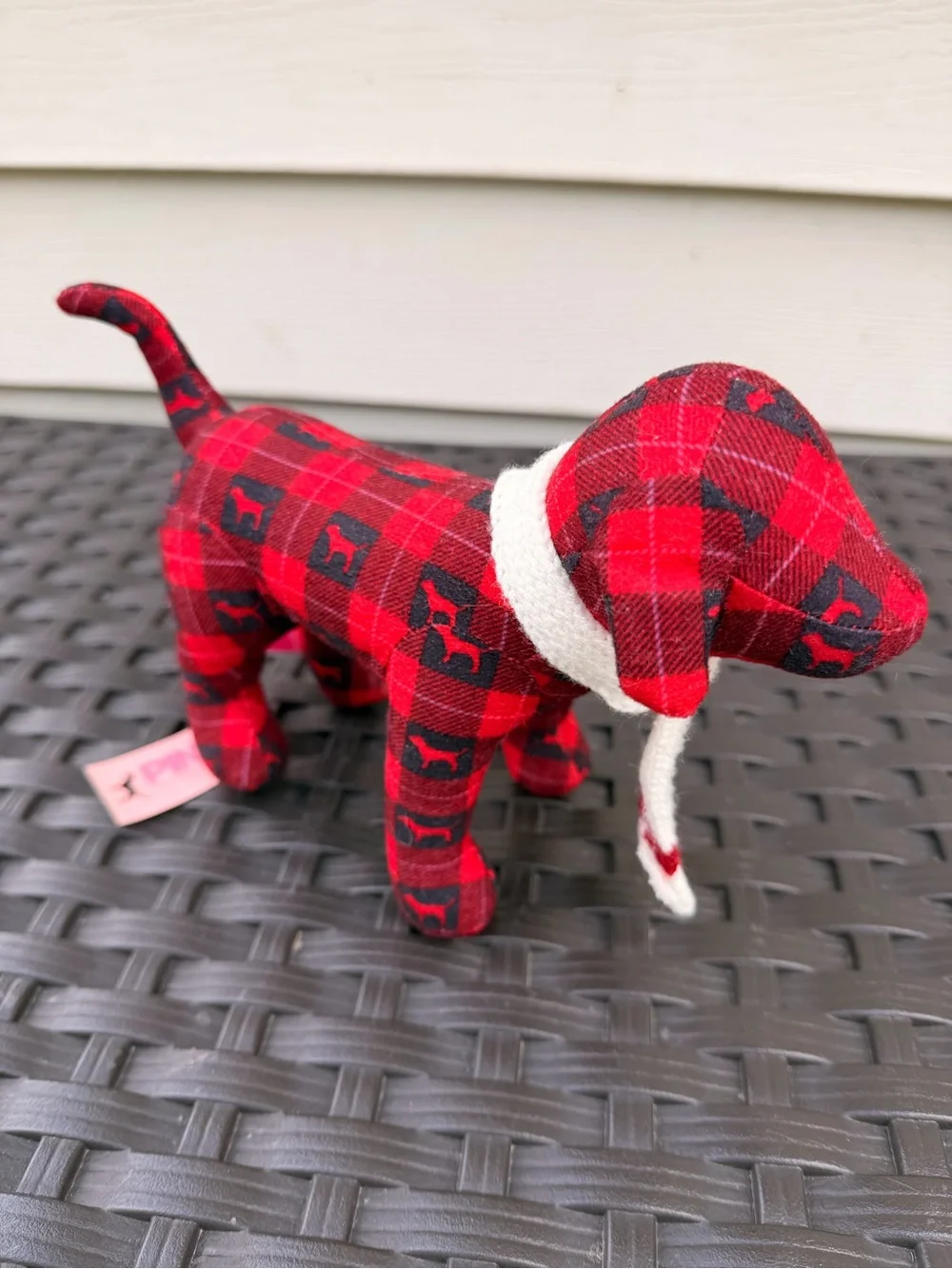 Victoria Secret Red Plaid Decorative Dog Figurine with White Scarf - Pet Accent